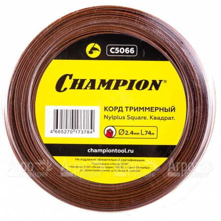 Корд триммерный Champion Nylplus Square 2.4мм, 74м (квадрат)+нож  в Калининграде