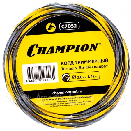 Корд триммерный Champion Tornado 3.0мм, 12м (витой квадрат)  в Калининграде