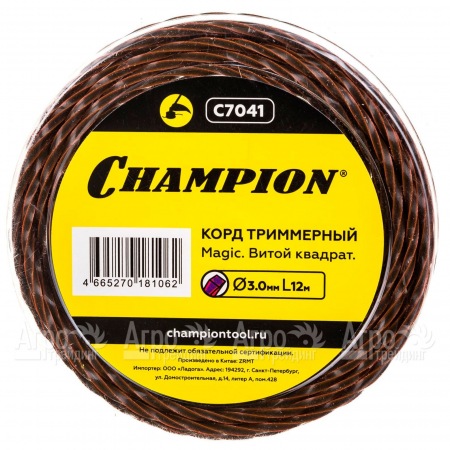 Корд триммерный Champion Magic 3мм, 12м (витой квадрат)  в Калининграде